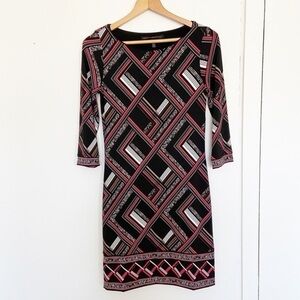 White House Black Market geometric boatneck dress‎ xs
